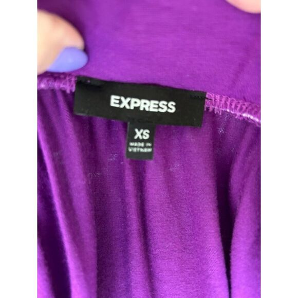 VINTAGE EXPRESS Cold Shoulder Fitted Waist Long Sleeve Blouse Purple Size XS - Picture 7 of 7